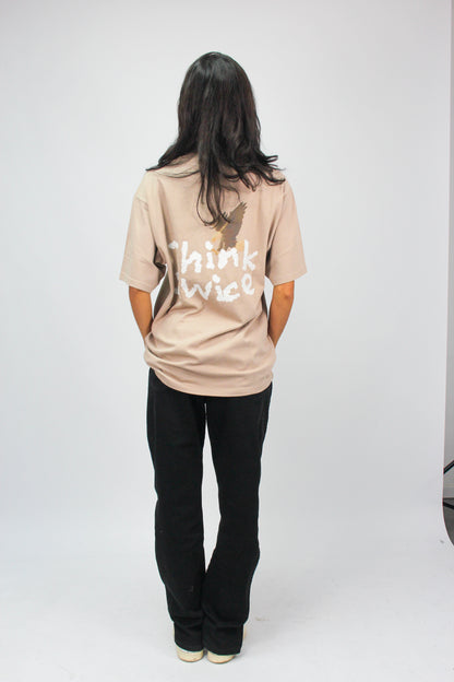 THINK 2WICE T-SHIRT TAUPE