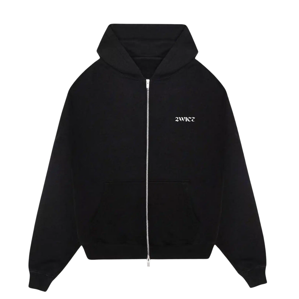 2WICE ZIP UP HOODIE BLACK