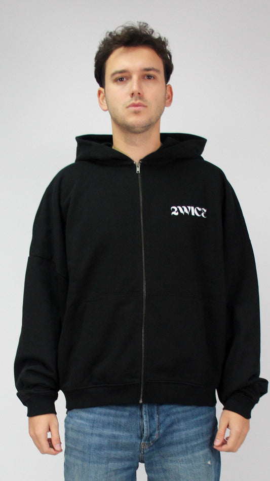 2WICE ZIP UP HOODIE BLACK