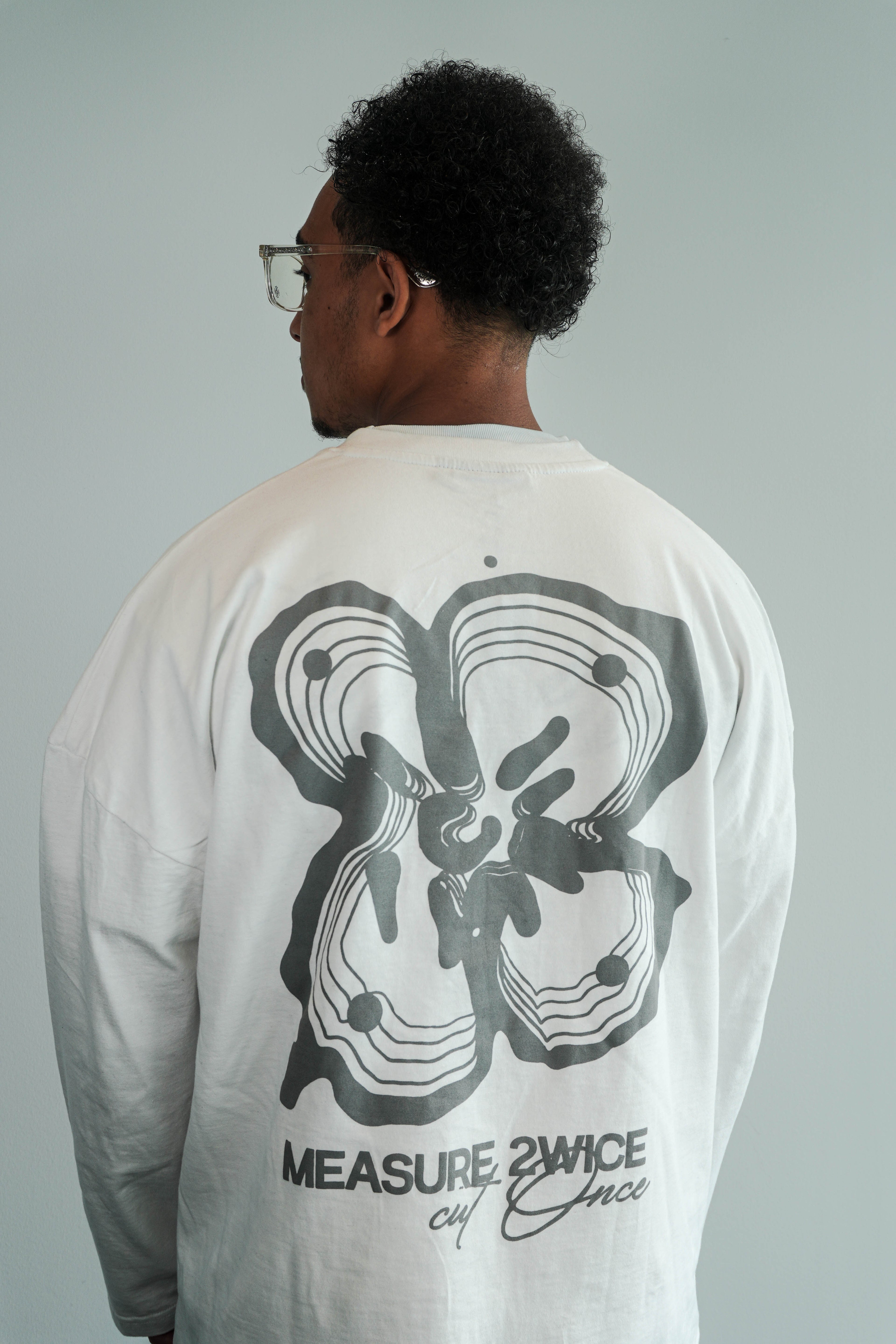 MEASURE 2WICE CUT ONCE LONGSLEEVE T-SHIRT WHITE
